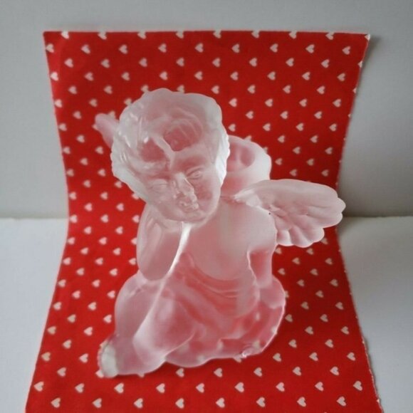 Frosted Glass Winged Cherub/Angel Taper Candle Holder Approx 4.5” high - Picture 1 of 4